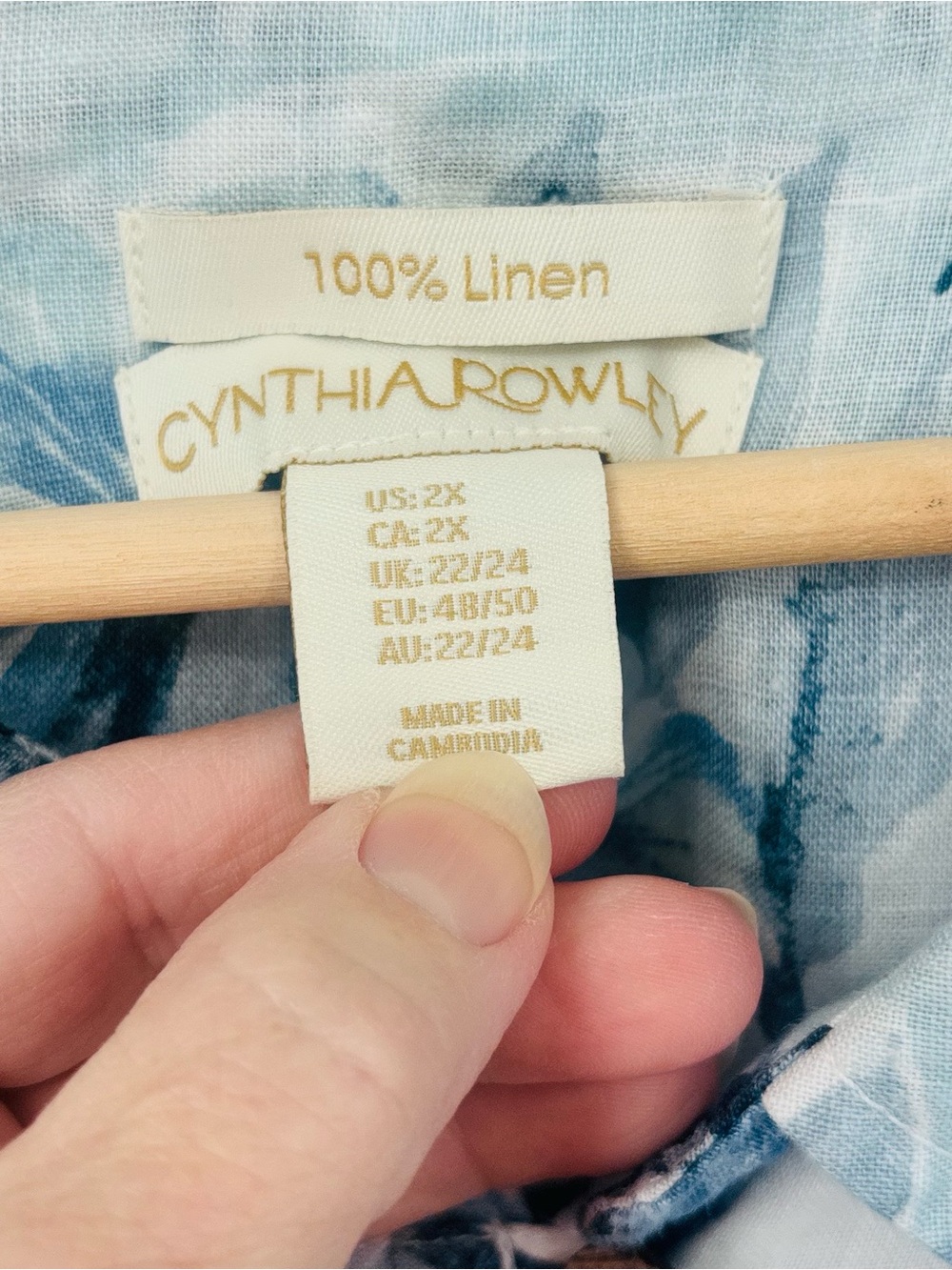 Cynthia Rowley 100% Linen Top Popover Floral Blue White Beachy Coastal 2X
22/24 - Picture 8 of 11